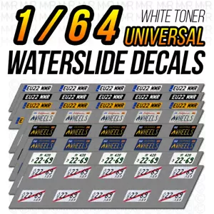 1/64 Scale LICENSE PLATE Custom White Toner Universal WaterSlide Decal for Hot - Picture 1 of 12