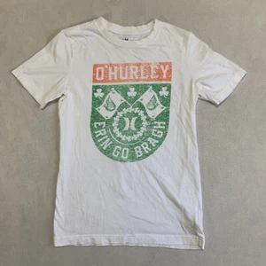 Hurley Irish O'Hurley T Shirt Youth Large White Logo Short Sleeve Cotton Blend - Picture 1 of 9