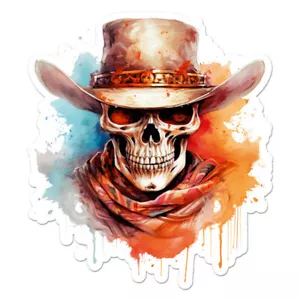 Cowboy Hat Skull, Vinyl Decal Sticker, Indoor Outdoor, 3 Sizes, #11707 - Picture 1 of 1