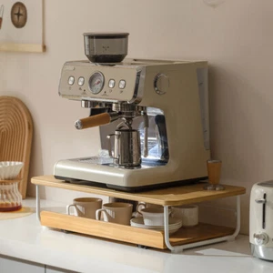 Bamboo Tabletop Coffee Machine Stand with Cup Storage Tray Coffee Pod Holder UK - Picture 1 of 17
