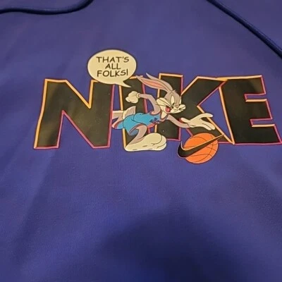 Moletom com capuz Nike Space Jam masculino L Bugs Bunny Dri-FIT bolso com zíper. Roxo. - Imagem 1 de 4