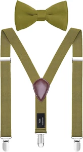 Mens' Suspenders and Bow Tie Set Adjustable Elastic Y Back - Picture 1 of 5