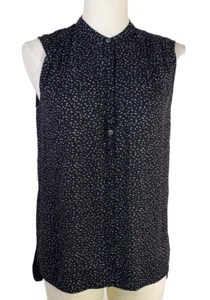 Halogen Sleeveless Blouse Women's Size Small Black/White Hidden Button Front - Picture 1 of 5