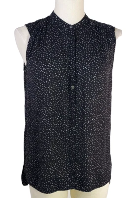 Blusa halógena sin mangas para mujer talla S negra/blanca botón oculto delantero Foto 1 de 4