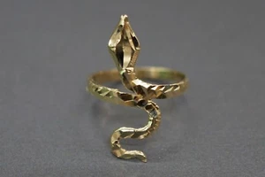 10K einfarbiger Gelbgold Diamantschliff Größe 6,5 Schlangenring. - Bild 1 von 10