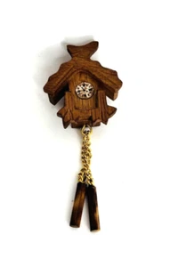 Vintage Miniature Dollhouse Hand Made Wooden Brass Cuckoo Clock Does Not Cuckoo - Picture 1 of 5