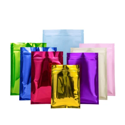 100 Colorful Alu Foil Mylar Food Grade Zip Lock Bags Heat Seal Resealable Bags - Image 1 of 3