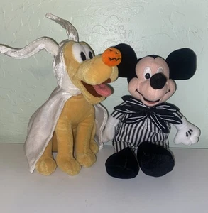 2 Vtg Disney Nightmare Before Christmas Pluto Zero Mickey Jack Bean Bag Plush - Picture 1 of 10