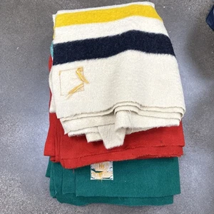 Vintage Hudsons Bay 4 Point Blanket Set Of 3 Bundle Lot Gold Label Single Owner - Picture 1 of 20