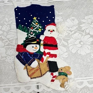 Fertiger Bucilla Santa Schneemann Weihnachtsstrumpf 17" Handarbeit Filz ungefüttert - Bild 1 von 7