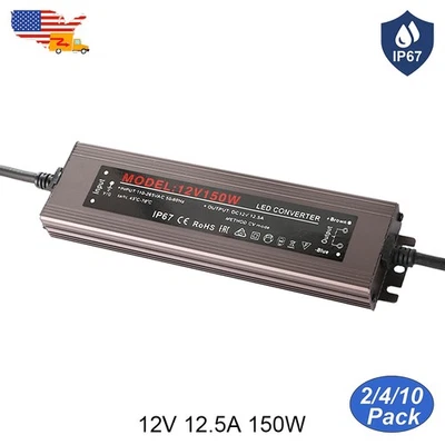 AC100-220V 12V 12.5A Adapter150W IP67 Waterproof LED Converter For Strip Outdoor - Image 1 of 4