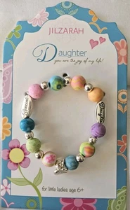JILZARAH Handmade Clay Beads Charm DAUGHTER You Are The Joy Multi Color Bracelet - Picture 1 of 9