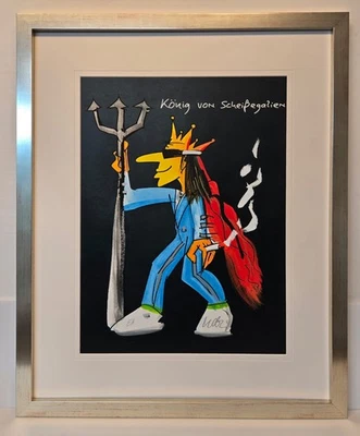 XL Farbsiebdruck Udo Lindenberg " König Scheißegalien"  handsigniert vergriffen - Bild 1 von 2