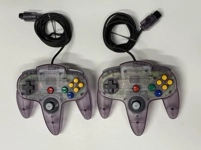 Nintendo 64 N64 Atomic Purple Controllers Lot Of 2 OEM Original Tested Authentic - Image 1 of 4