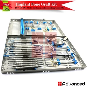 28 Pcs Implant Bone Graft Surgery Kit Dental Surgical Instruments W/ CASSETTE - Picture 1 of 8
