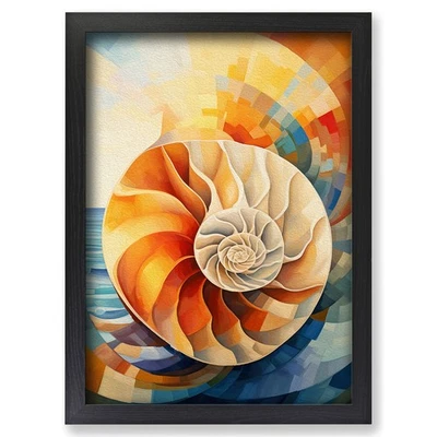 Framed Seashell Cubism Art Wall Art Canvas Print Poster Picture, Home Decor - Image 1 of 4