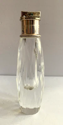 Encendedor de mesa vintage de cristal óptico diamante alto mediados de siglo pesado Japón Foto 1 de 4