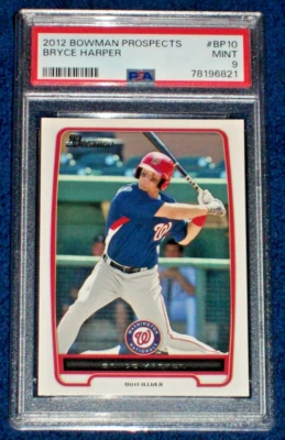 Bryce Harper 2012 novato #BP10 Bowman Prospects PSA 9 Washington Nationals Foto 1 de 3