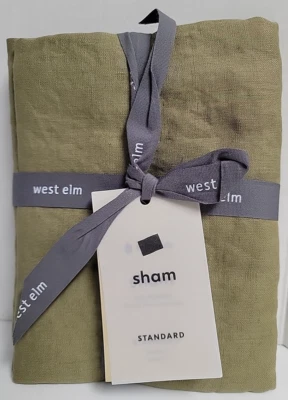 ALMOHADA ESTÁNDAR DE LINO BELGA WEST ELM FARSA OLIVA 26X20 #5314756 Foto 1 de 4