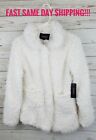 ??????Ambiance Outwear White Fluffy Coat Size L  70570??????