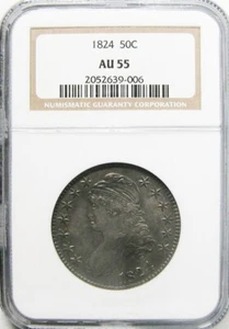 1824 Busto Cappato Mezzo Dollaro NGC AU-55 - Foto 1 di 2