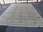 Vintage Worn Hand Made Traditional Oriental Wool Faded Beige Carpet 390X286cm