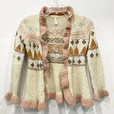 Matilda Jane Just Imagine Girls 3-D Knit Cardigan Sweater Ruffle Open Front Sz 8 - Image 1 of 4