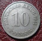 1911-D Germany 10 Pfennig In Vf Condition