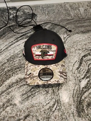 Atlanta Falcons 2021 New Era 39THIRTY Salute To Service Flex Sombrero Negro/Camuflaje Nuevo con Etiquetas Foto 1 de 4