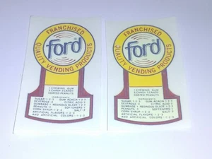 Original NOS Ford Gum Gumball Vending Machine Decal Lot of 2 - Picture 1 of 3