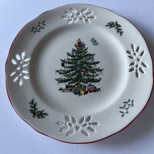 Spode Plate Christmas Tree Reticular 9" Accent w/Red Rim- Brand New - Picture 1 of 10