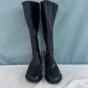 Born Shaunie Black Leather Knee High Women's Tall Riding Boot NWT Size 6 Wide - Picture 1 of 9