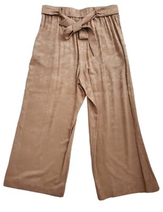 Aritzia Wilfred beige Brokathose weites Bein Damen L hoher Bund Schärpe zum Binden  - Bild 1 von 9
