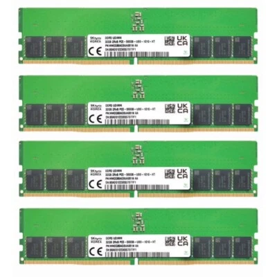 Hynix 128GB 4X32GB DDR5 5600MHz PC5-44800 2RX8 UDIMM Memory Ram HMCG88AGBUA081N - Image 1 of 4