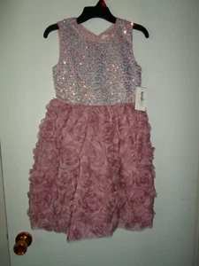 Kensie Girl Sequin Rosette Dress Pink Lilas-Size 8-NWT - Picture 1 of 8