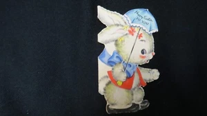 Vintage Dressed Bunny Easter Card c. 1940s Hall bros/Hallmark - Picture 1 of 4