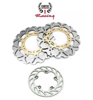 Front & Rear Brake Disc Rotors Set For Yamaha R1 2007-2014 R6 2005-2016 Gold - Image 1 of 4