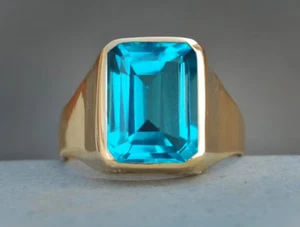 Aquamarine Quartz 925 Sterling Silver ring, Blue Aquamarine Ring - Picture 1 of 2