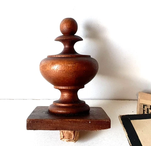 Antique french wood turned finial Grandfather clock Furniture restoration 3 in Cover