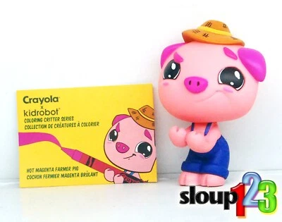 *KIDROBOT X CRAYOLA - HOT MAGENTA FARMER PIG - 1/20 - COLORING CRITTERS SERIES* - Image 1 of 2