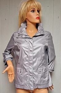 đŸ’–Chico's Zenergy Size-1 (8/10) Silver Windbreaker Jacket - Picture 1 of 10