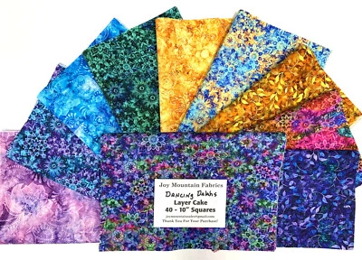 MDG Dancing Dahlias Flowers Layer Cake 40 -10" Squares Quilting & Sewing Fabric DP
