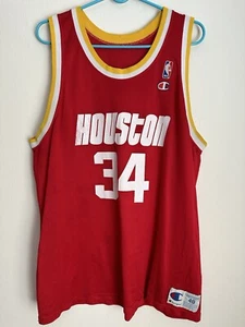 Vintage 90s HOUSTON ROCKETS Hakeem Olajuwon #34 champion jersey sz 48 XL - Picture 1 of 6