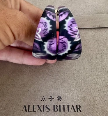 Pendientes de aro de lucita florales negros/púrpura Alexis Bittar 100 % auténticos Foto 1 de 4