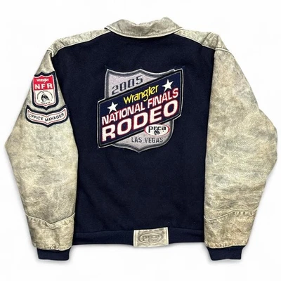 Wrangler NFR Jacket Mens Large 2005 National Finals Rodeo Vintage Wool Leather - Image 1 of 4
