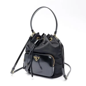 PRADA duet Re Nylon brushed leather bucket bag 1BH038 R789 F0002 used S 158437 n - Picture 1 of 7