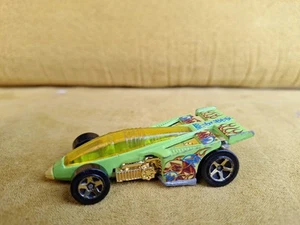 Vintage Hot Wheels Shadow Jet Rennwagen 1987 Malaysia; neongrün mit Flammen - Bild 1 von 14