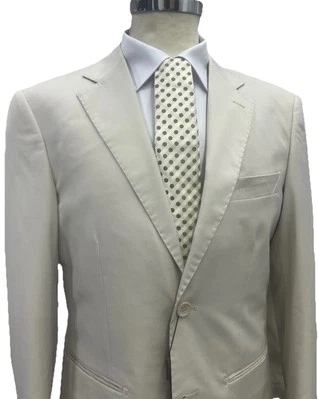 Traje Hombre Made IN Italy Beis Lana Tasmania Slim 46 48 50 52 54 56 58 Otoño - Imagen 1 de 4