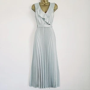 NEW Ex NEW LOOK 8-18 Mint Green Pleated Skirt Ruffle Maxi Dress Occasion Wedding - Picture 1 of 8
