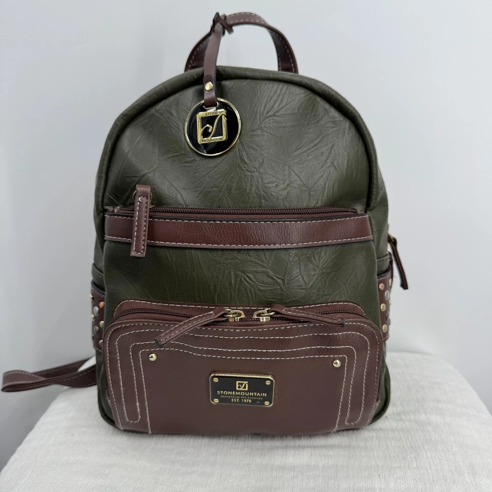 Stone Mountain Mini Backpack Womens Olive Brown Faux Leather 40th Anniversary - Image 1 of 4